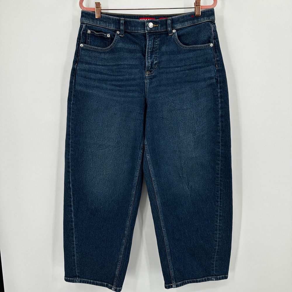 Spanx Ankle Wide Leg Jeans Dark Wash High Rise Petite XL Capsule Shapewear